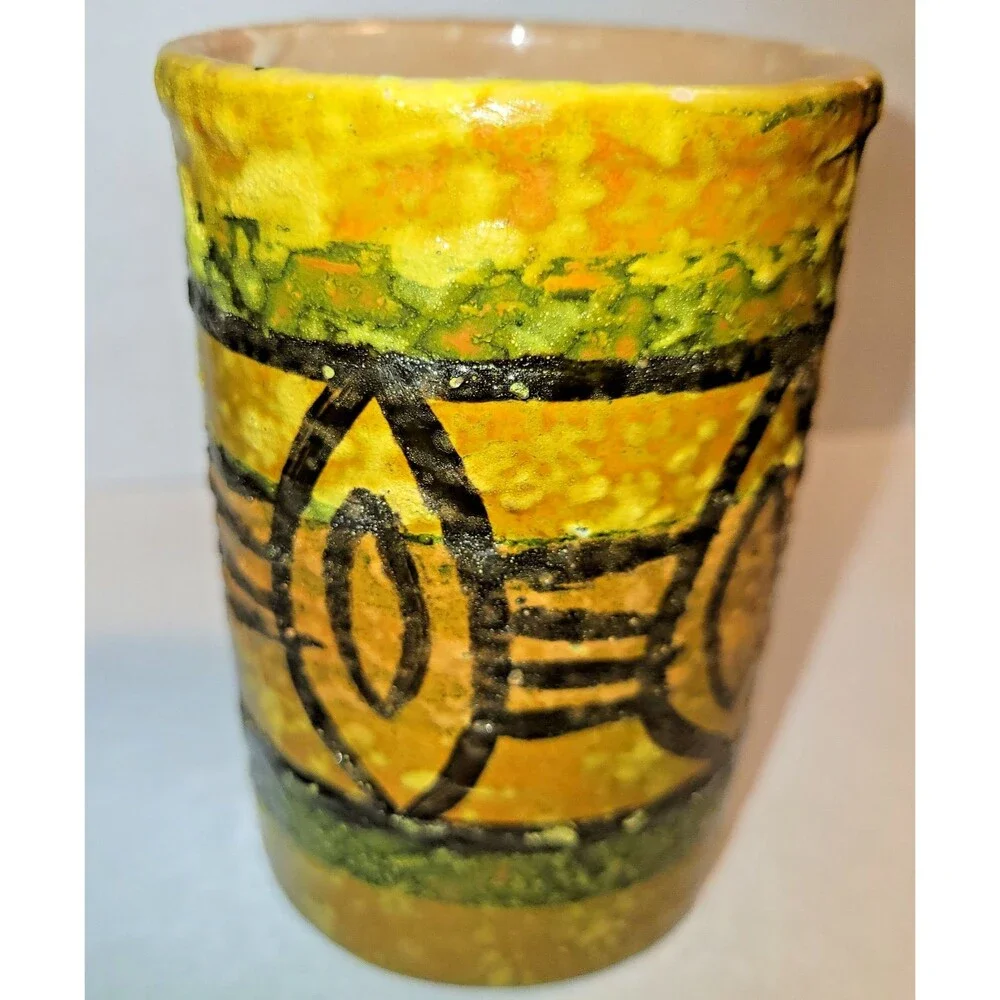 Signed Livia Gorka Mid Century Modern Hungarian Studio Pottery Vase Cup MCM